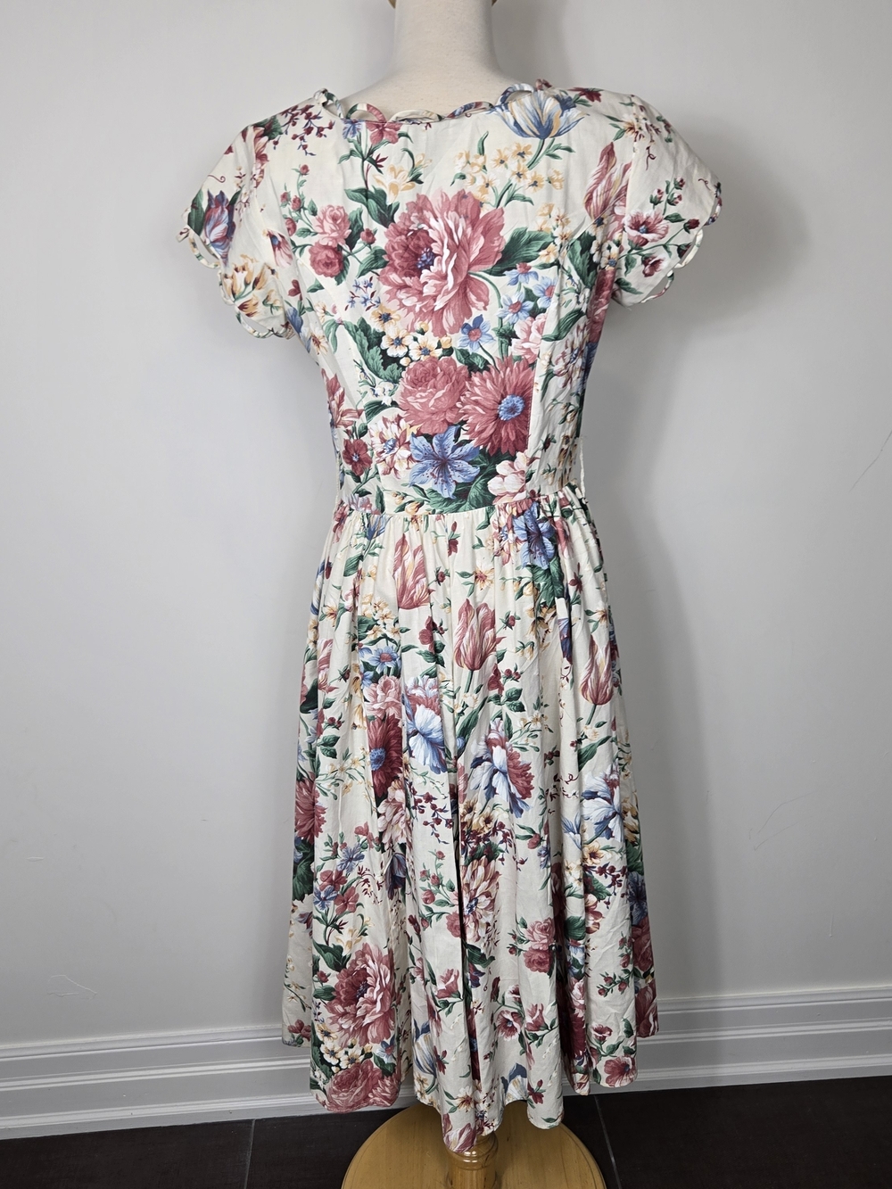 Vintage Clues Garden Floral Cottagecore Prairie Midi Dress Romantic Boho Size 8 - Picture 7 of 10